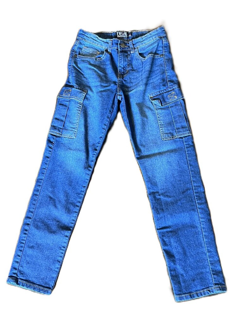 True Indigo Boys Dark Blue Denim Jeans w/Pockets & Adjustable Waistband, Size 12